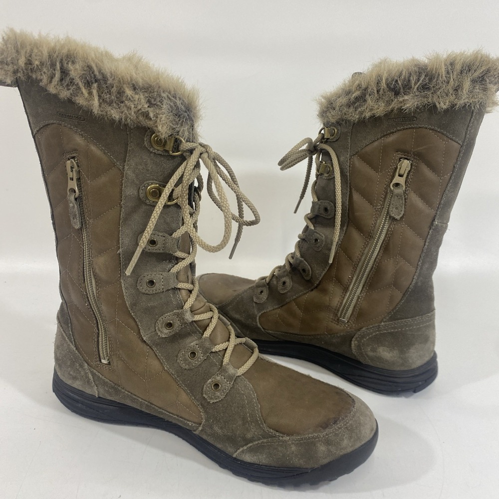 Womens Teva Lenawee Leather Boots Waterproof Thinsulate Tall Winter 10.5 Brown - Picture 7 of 11